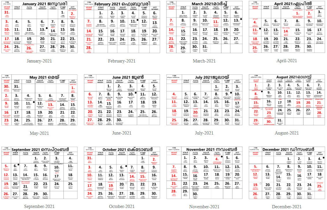 2021 March Calendar Malayalam