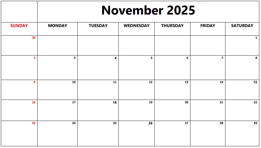 Malayalam Calendar Nov 2025