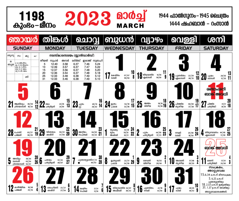 2025 Calendar March Malayalam Archie I Wilkie