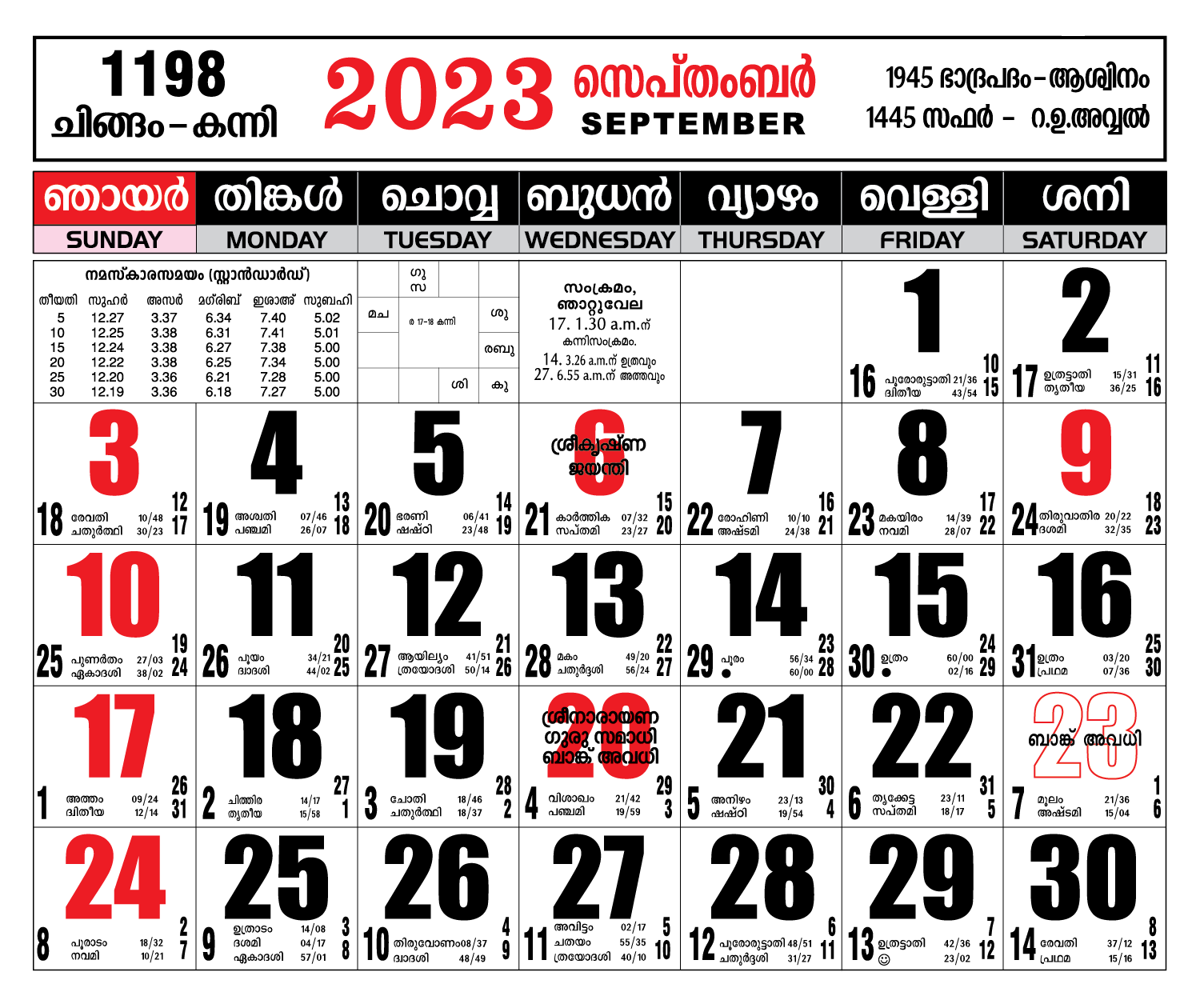 2024 September Calendar Festivals Of Kerala Katha Maurene